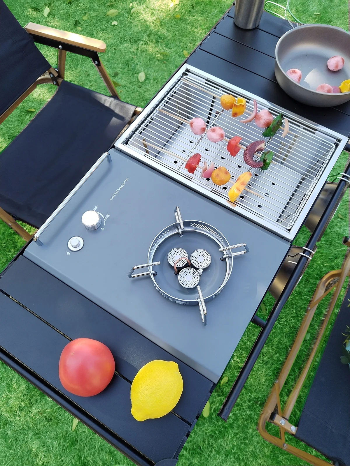 Lichtgewicht Camping Opvouwbare multifunctionele IGT-tafelrol Braziertafel verstelbare poot Desktopbrander bbq-tafel