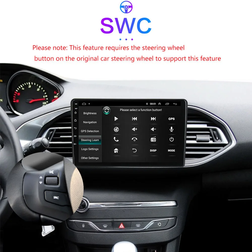 Android 10 8 Core 9“ IPS Screen Car Radio Stereo Receiver For Peugeot 308 T9 308S 2013 - 2017 Multimedia Player Carplay+Auto