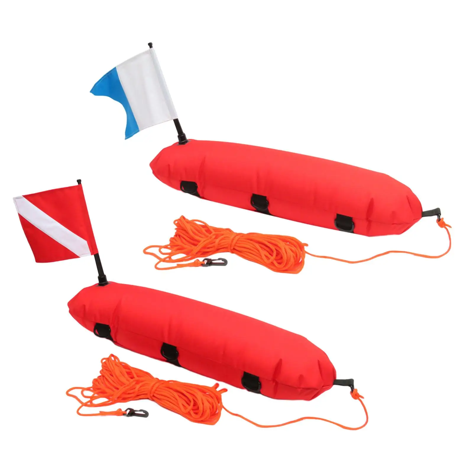 Dive Snorkeling Torpedo Buoy with Reflective Band Lifeline Surface Marker Float for Scuba Freediving Spearfishing Swimming