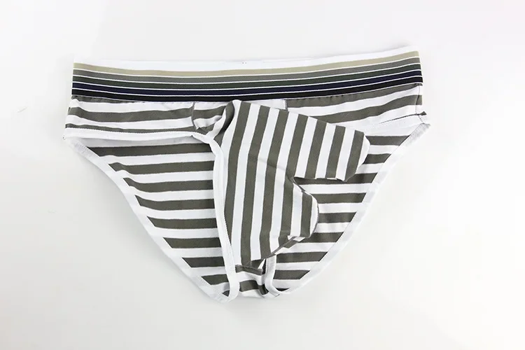 Men\'s Underwear Striped Cotton Male Elephant Nose Gun Egg Separate Breathable Sexy Triangle Briefs