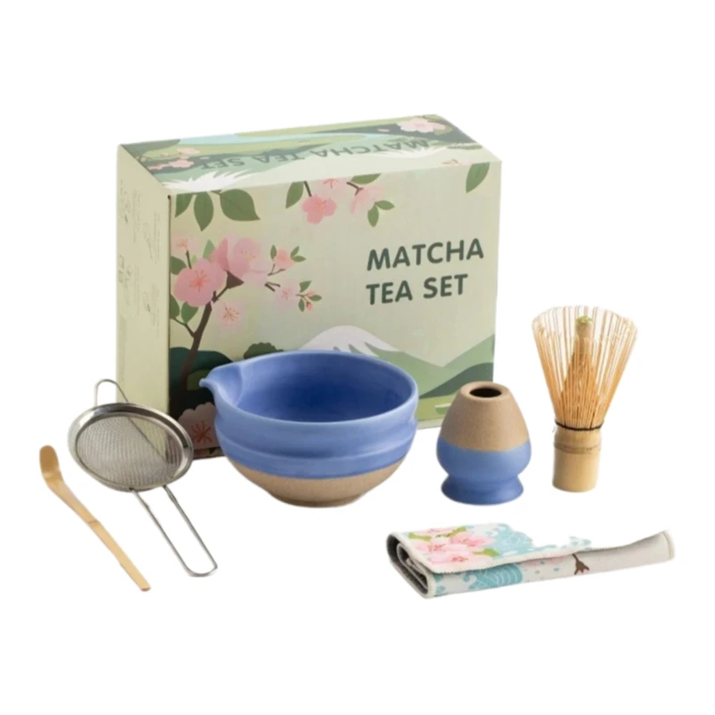

6pcs/set Handmade Matcha Set Bamboo Whisk Tea Brush Bowl Spoon Japanese Tea Ceremony Kit Authentic Matcha Preparation Tools