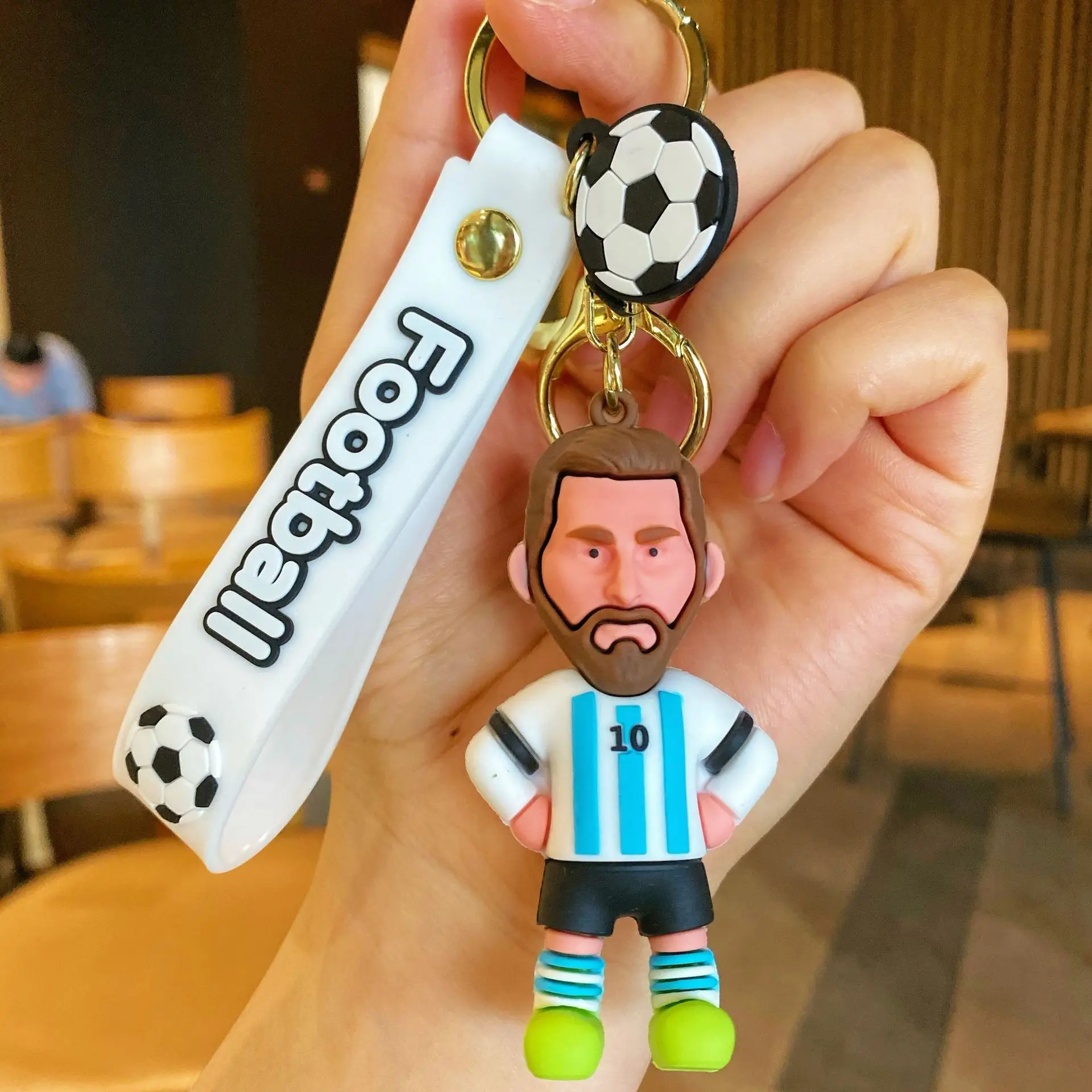 Cartoon Personage Messi Keychain Pendant Creative Men's and Women's Car Key Chain Ring Accessories Gifts for Football Enthusiast