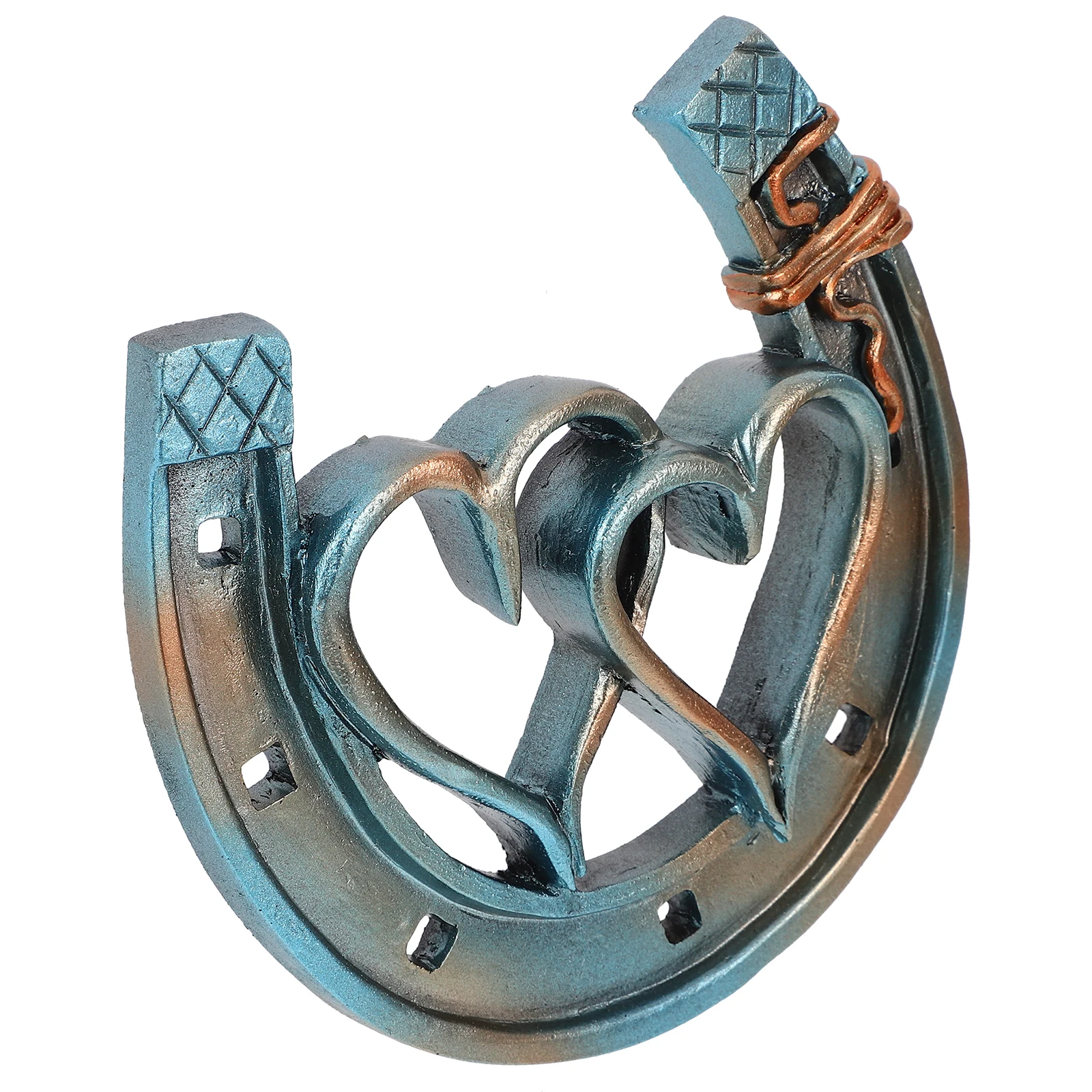 

Resin Horseshoe Decor Horseshoe Wall Decor Double Heart Shaped Hanging Art Black Vintage Style For Home Garden Balcony