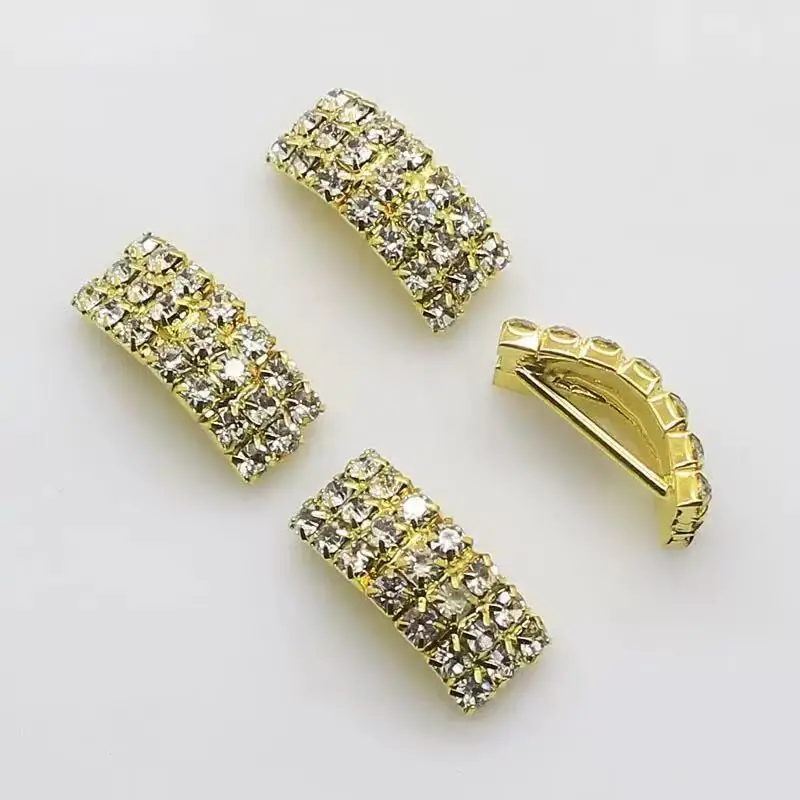 10Pcs Silver Rhinestones Buckles Metal Square Ribbon Decoration Buckle Diy Handwork Jewelry Accessory Supplies