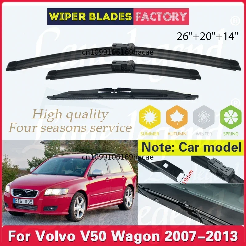 

For Volvo V50 Wagon 2007 2008 2009 2010 2011 2012 2013 Car Windshield Windscreen Wiper Blades Front Rear Window Wiper 26"20"14"