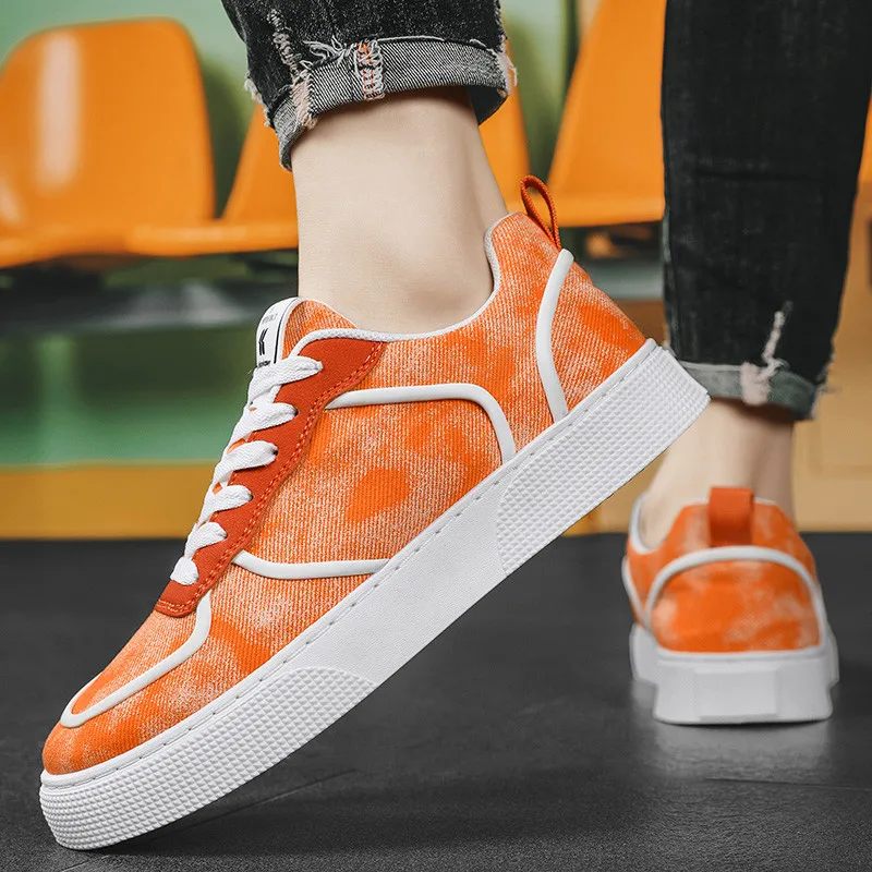 Summer Canvas Orange Sneakers Men Fashion Casual Men\'s Skateboard Shoes Breathable Non-slip Urban Man Sneakers zapatillas hombre