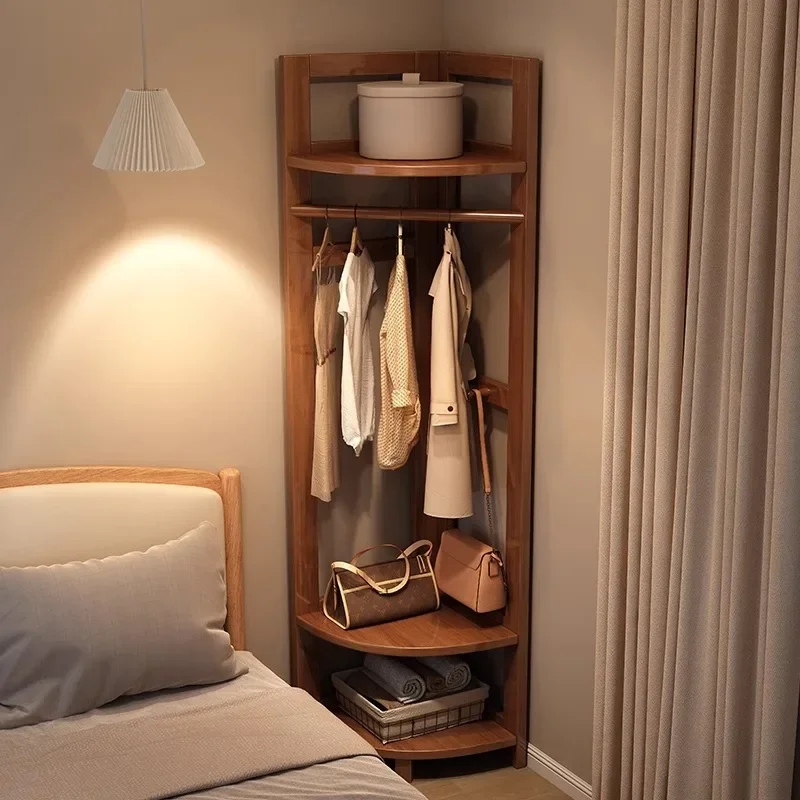 Nordic solid wood corner coat rack, floor-to-ceiling bedroom saves space, does not occupy a hanger