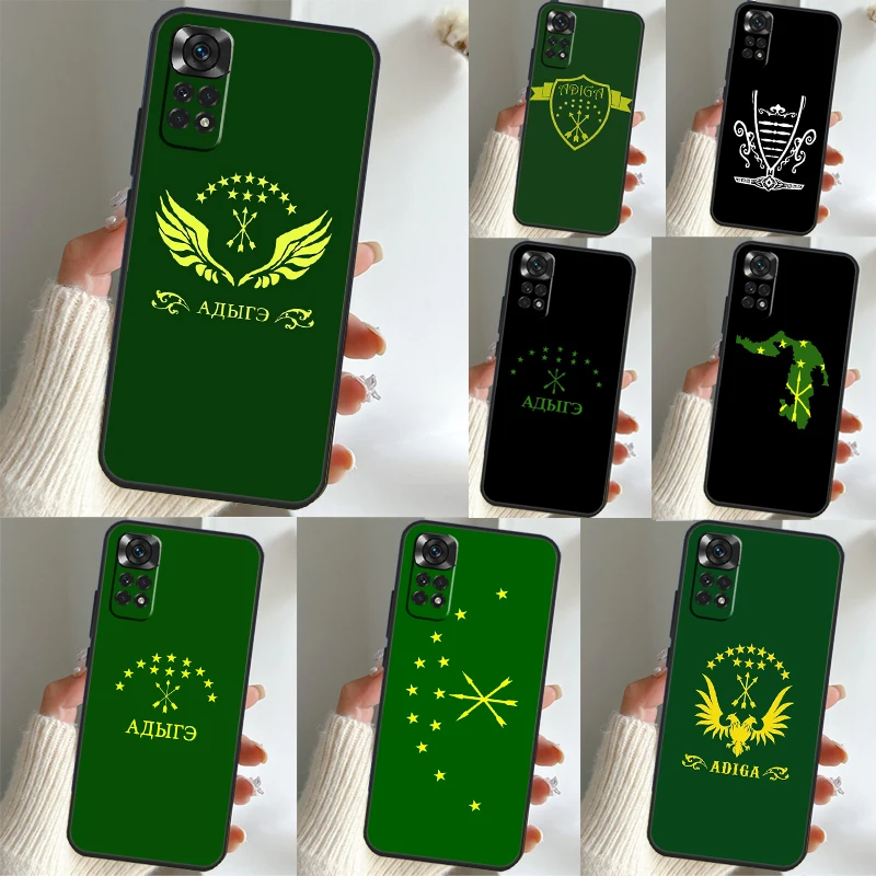 Adygea Circassian Flag Case For Xiaomi Redmi Note 11 10 8 9 12 Pro Note 11S 10S 9S 8T Redmi 10 10C 9A 9C 9T Coque