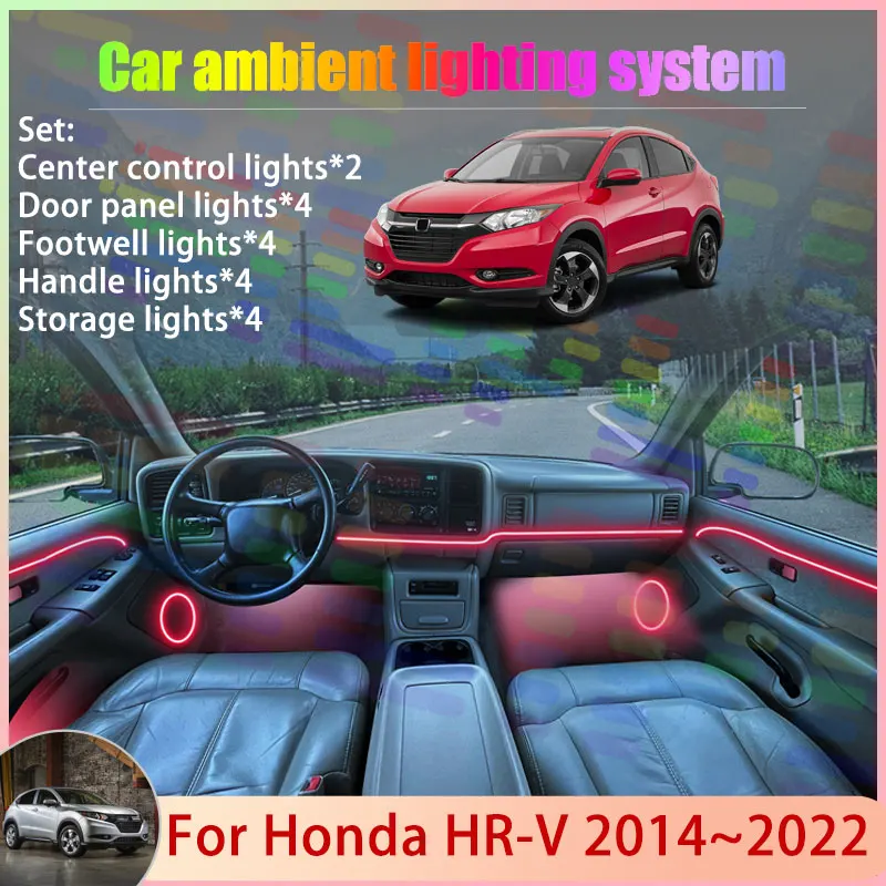 

For Honda HR-V RU1 RU2 RU3 RU4 Vezel 2014~2022 2/18 in 1 Car Atmosphere Light Lamp RGB Shade Ensemble Streamer Atmosphere Set