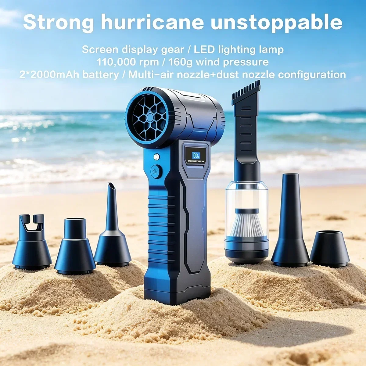Turbo Jet Fan Electric Air Duster with 4 Gear Adjustable 110000RPM Wind Speed 52m/s Car Computer Cleaning Blower Tool