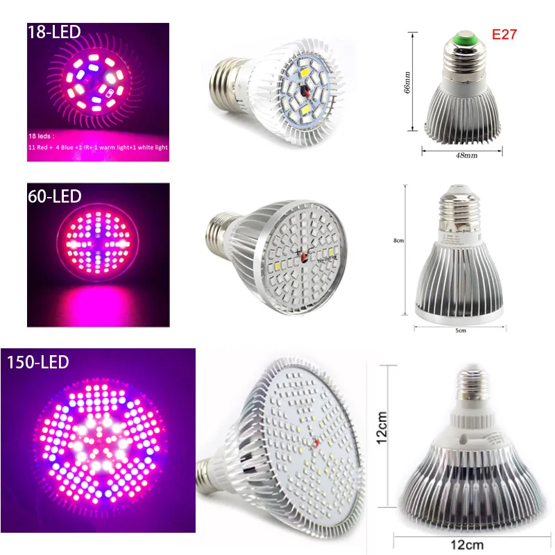 Full Spectrum LED Plant Grow Light Bulb E27 UV IR Growing Lamp bulbs growtent box Hydroponic Indoor Greenhouse for Veg Flower R1