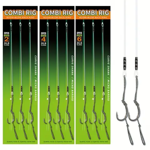YOTO Professional Carp Fishing Rig Kit: Sharp Hooks,100% Fluorocarbon Line, Rolling Swivels | Combi Hair Rigs for Method Feeder