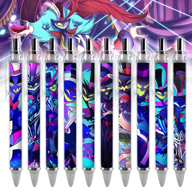 

2PCS Helluva Boss Gel Pen Asmodeus Ozzie Kawaii Anime Movie Black Refill Aesthetic Stationery Kids Writing Caneta School Supplie