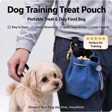 New Portable Pet Treat Pouch Drawstring Closure Outdoor Training Snack Bag Dog Food Carrier