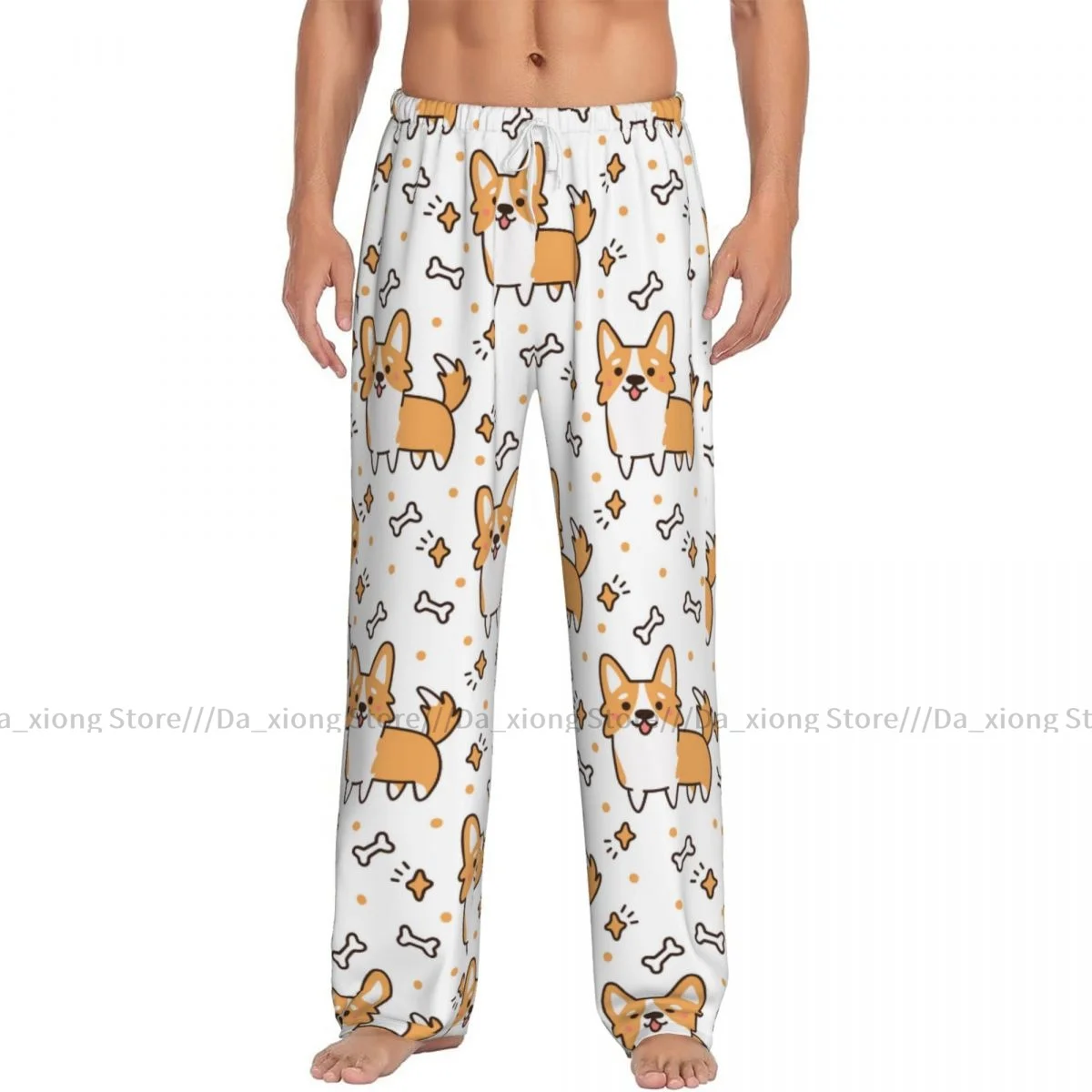 Pantalones de dormir para hombre, con corazones Pantalón de pijama, estrellas, huesos, Corgi galés