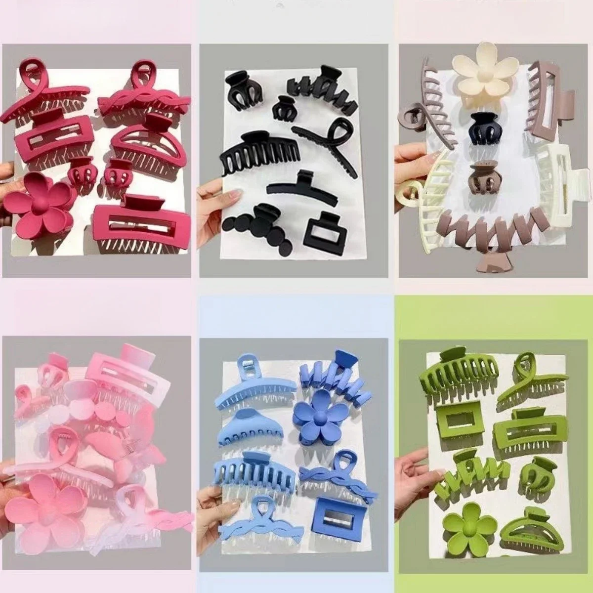 8PCS/SET Large Grabber Shark Clip Square Clip Female Color High Ponytail Grapple Gripper Strongly Fixes Hair Accessories