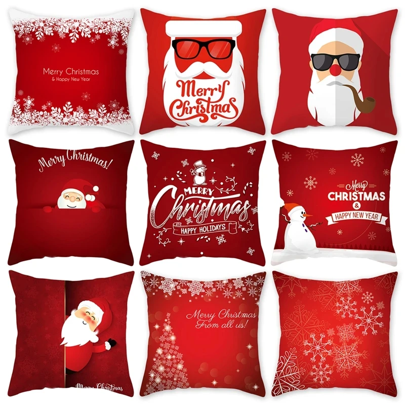 Christmas Cushion Cover Merry Christmas Decorations for Home 2024 Christmas Ornament Navidad Noel Xmas Gifts Happy New Year 2025