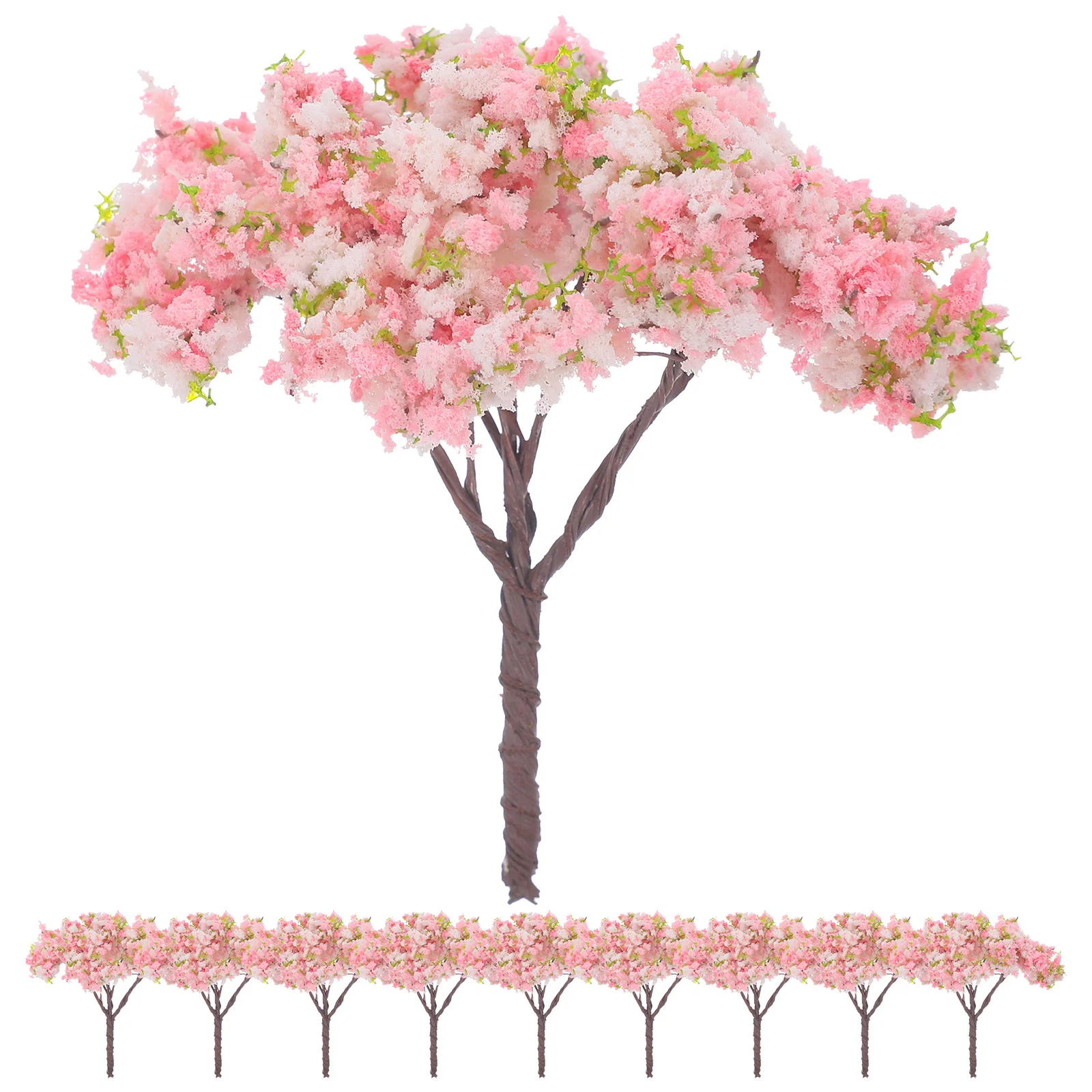 

10 Pcs Pink Decor Tree Model Sand Table Micro Landscape Craft Realistic Plant Adornment Fake Trees Simulation Mini
