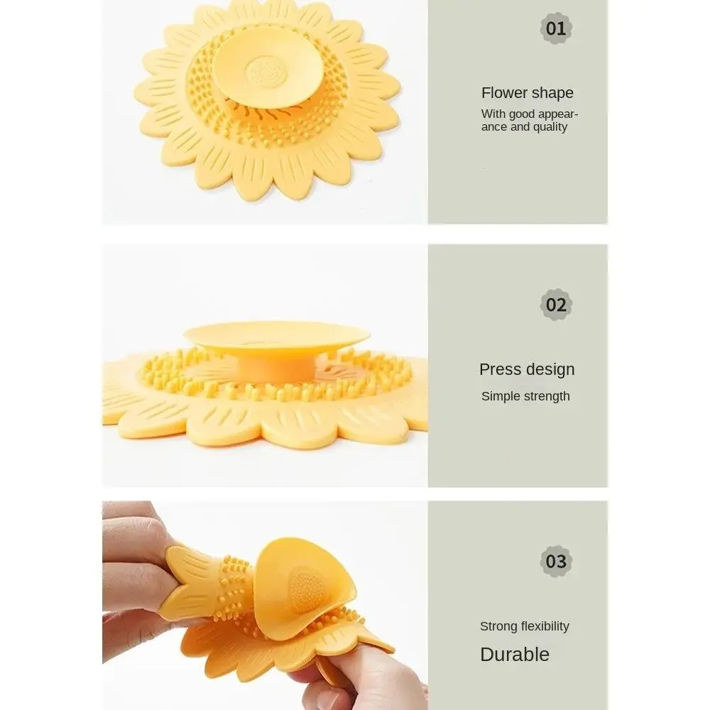 Durable Press-type Floor Drain Cover Silicone Anti-clogging Hair Filter Drainage Deodorizing Cover