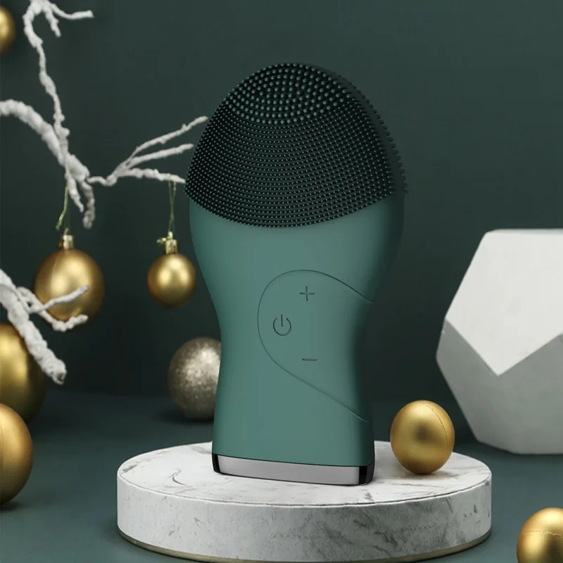 เครื่องนวดซิลิโคนไฟฟ้าสำหรับทำความสะอาดผิวเครื่องแปรงขัดหน้าทำความสะอาดแบบสั่นสะเทือนโซนิคกันน้ำ