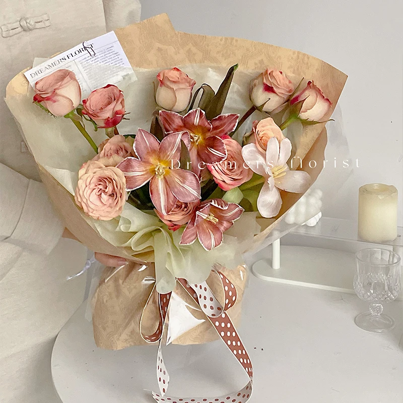 Retro Style Printing Flower Wrapping Paper Handmade DIY Cotton Paper Gift Packaging Art Paper