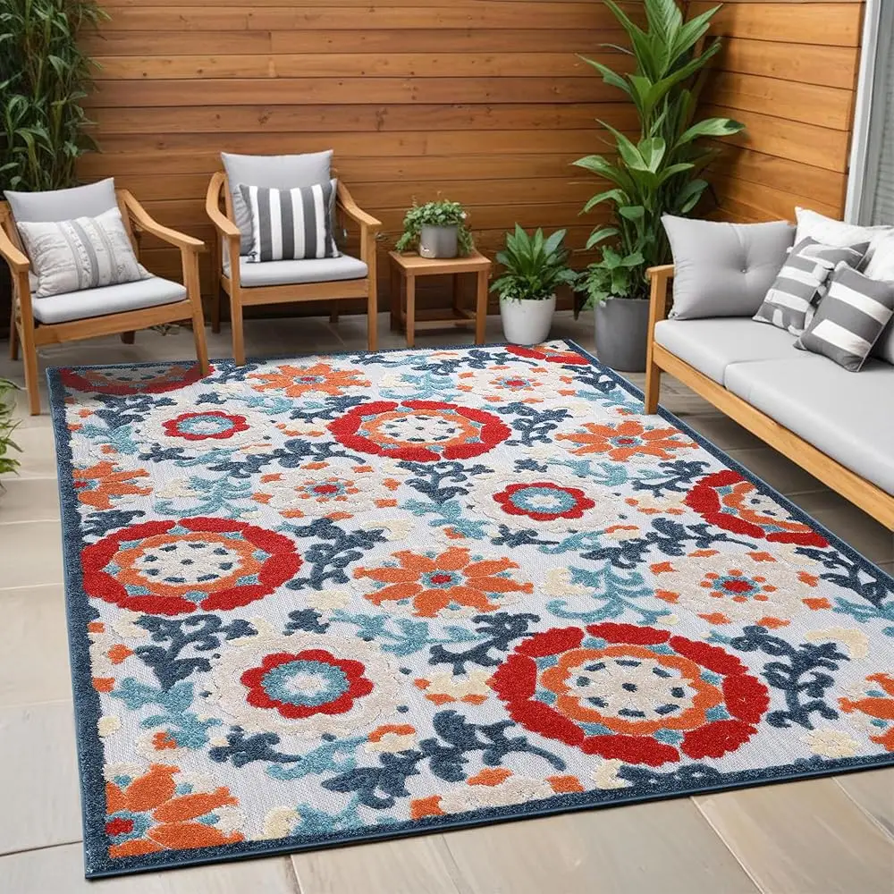 

Petunia Indoor Outdoor Area Rug, Perfect For Patio, Poolside, Backyard, Playroom, Kitchen, Bedroom, Dining Room, Entryway,