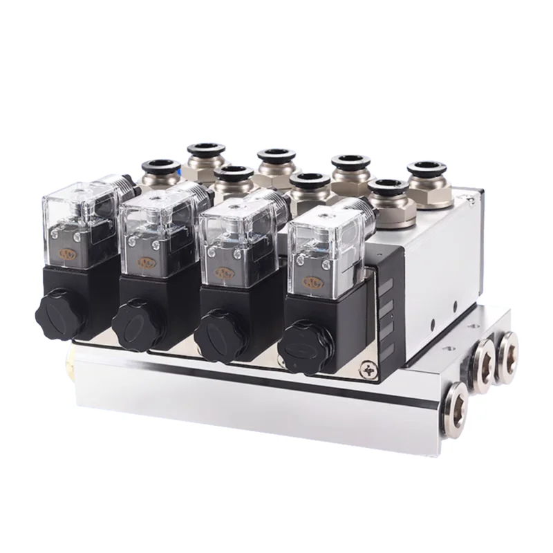 valve group 4V410-15 DC12V AC110V AV220VDC24V 2-position 5-way solenoid valve manifold wit Fitting control valve mounting base
