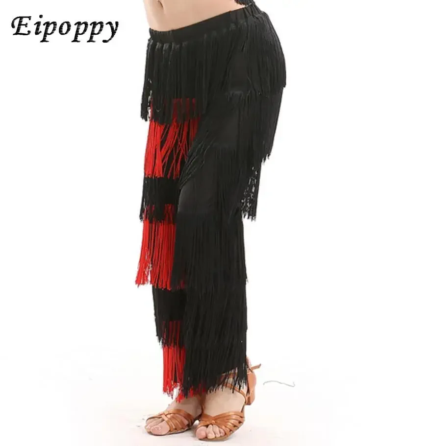 Pantalon de danse latine à franges pour filles, salsa, salle de Rh, salle de Rhadulte, robe en ylène, samba, soiauté, 303