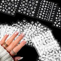 30 Sheets Christmas Nail Art Sticker Decal 3D Self-Adhesive Snowflake Nail Stickers White Snowmen Santa Claus Nail Decal