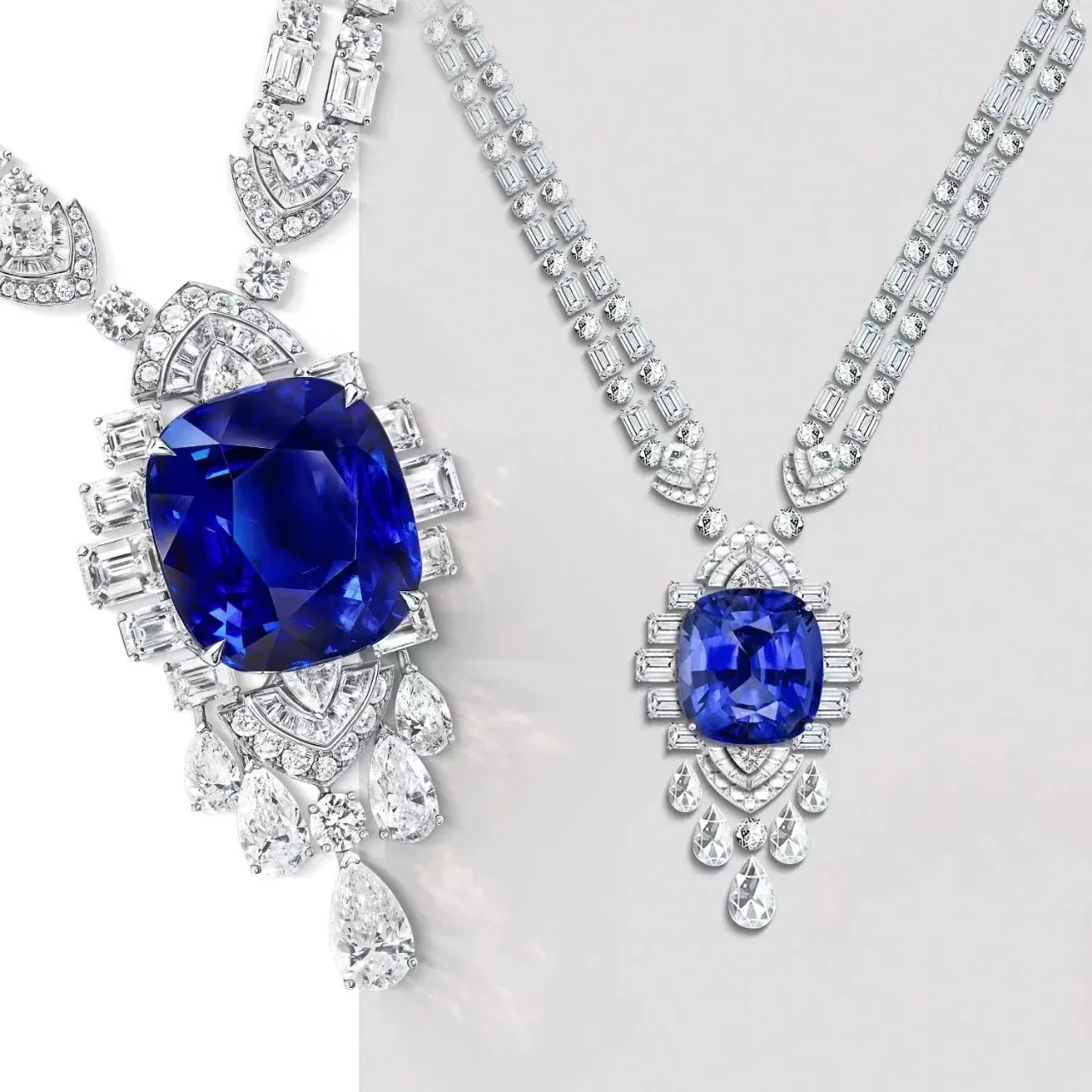 Farbige Edelstein-Saphir-Halskette – Brautschmuck – Accessoires für Hochzeitskleider – Party – Hochwertiger Schmuck – Detail 2