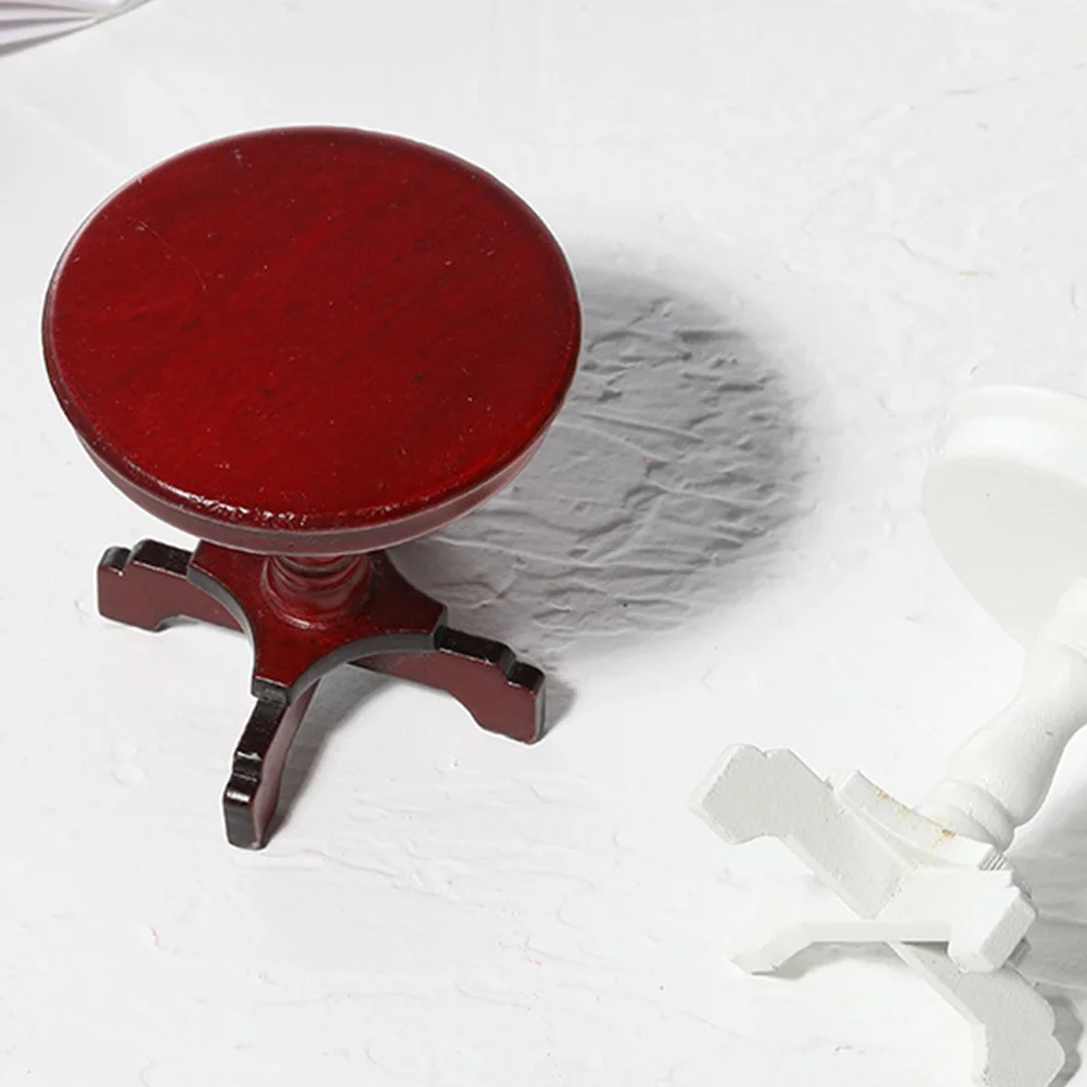 1 قطعة طاولة مستديرة صغيرة خشبية لتقوم بها بنفسك أثاث المنزل للأطفال مسرح ديكور طاولة صغيرة غرفة المعيشة المشهد الصغير