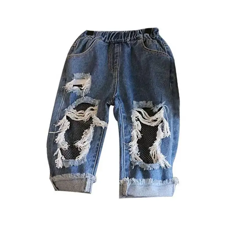 Children\'s Torn Jeans Spring And Summer Jeans Small And Medium-sized Children\'s Beggar Pants Girls Pants Clothing Capris Pants