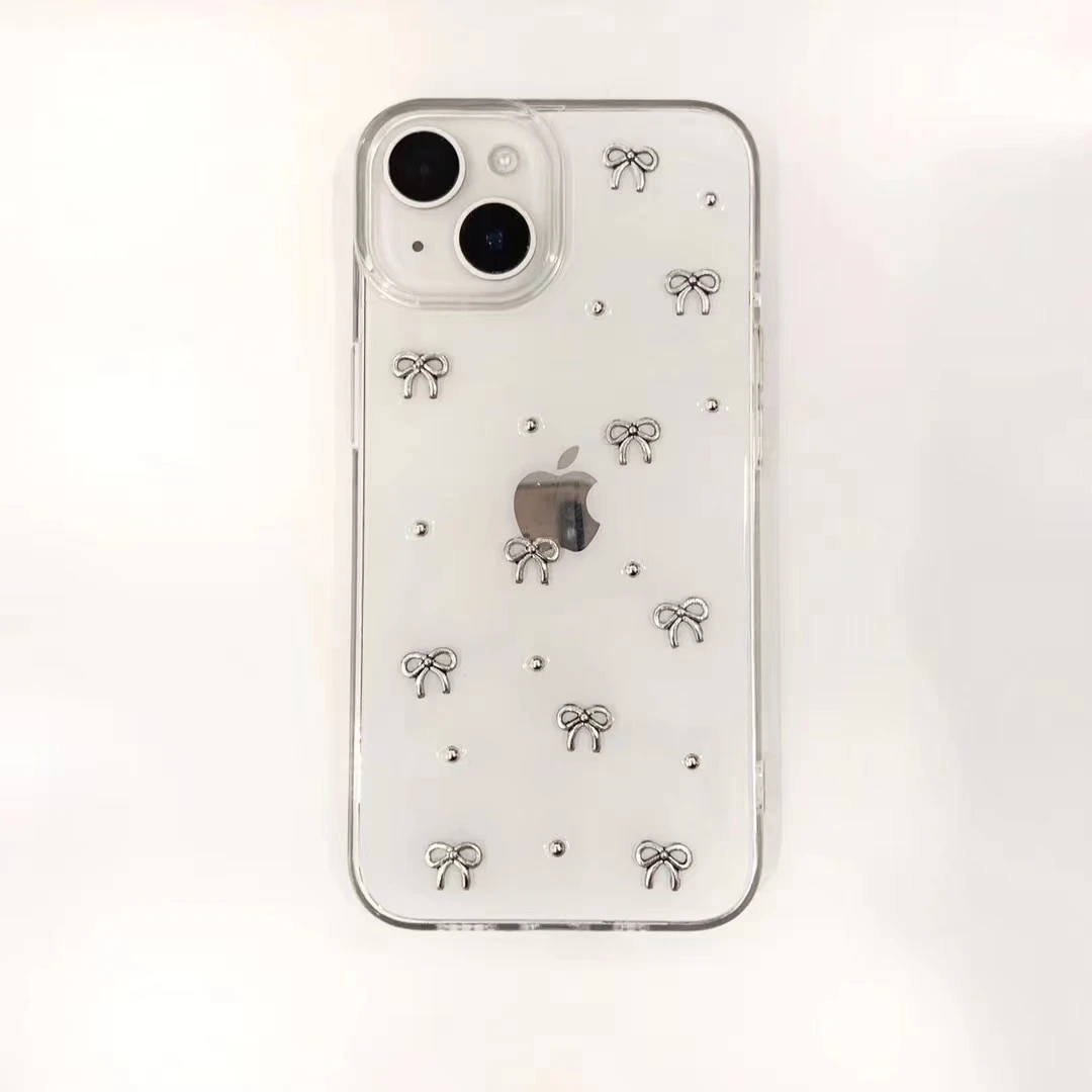 Transparent Sliver Bow knot Soft Silicone Case For iPhone 15 14 13 12 11 Pro Max 14Pro Camera Protective Back Cover For 15 Pro image 6