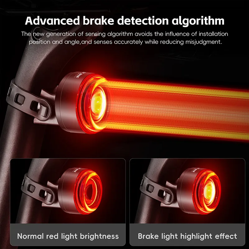 WEST BIKING Bicycle Smart Brake Taillight Waterproof Colorful Type-C Charging Rear Lamp Safety Warning Light Cycling Accessories