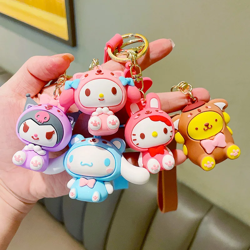 

Cute Cartoon Sanrio Kuromi My Melody Pendant Keychain Car Keyring Mobile Phone Bag Cinnamoroll Hanging Jewelry Kids Gifts