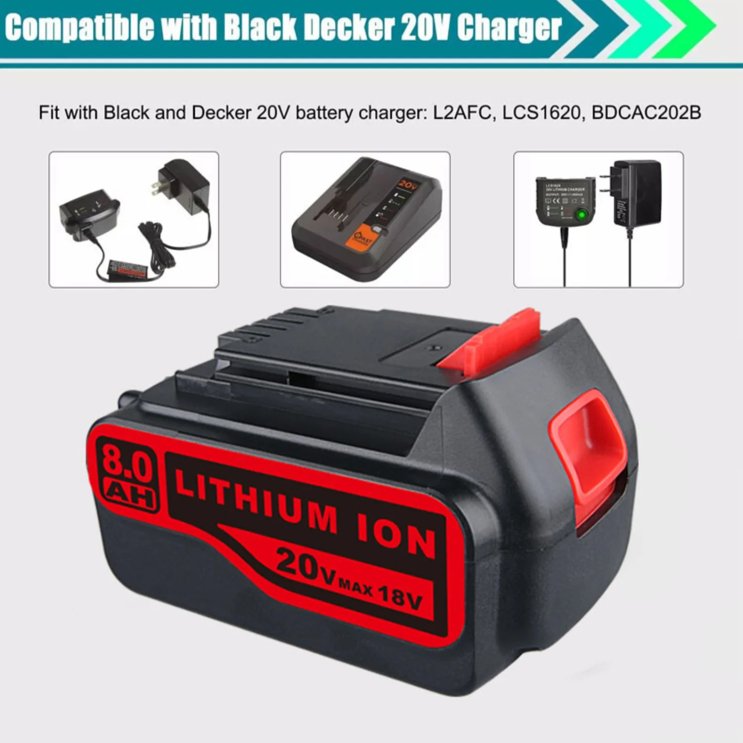 VANON 2 حزمة ليثيوم LB2X4020 8.0Ah لبلاك اند ديكر 20 فولت ماكس 20 فولت بطارية LBXR20 LBXR20-OPE LB20 LBX20 LBX4020 بطارية دبوس