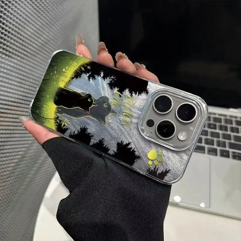 الغابات زهرة لطيف الكرتون القط الأسود IMD جراب هاتف ل Xiaomi Redmi ملاحظة 14 13 12 برو زائد 5G 12S 11 Redmi 13 12 14C 13C غطاء