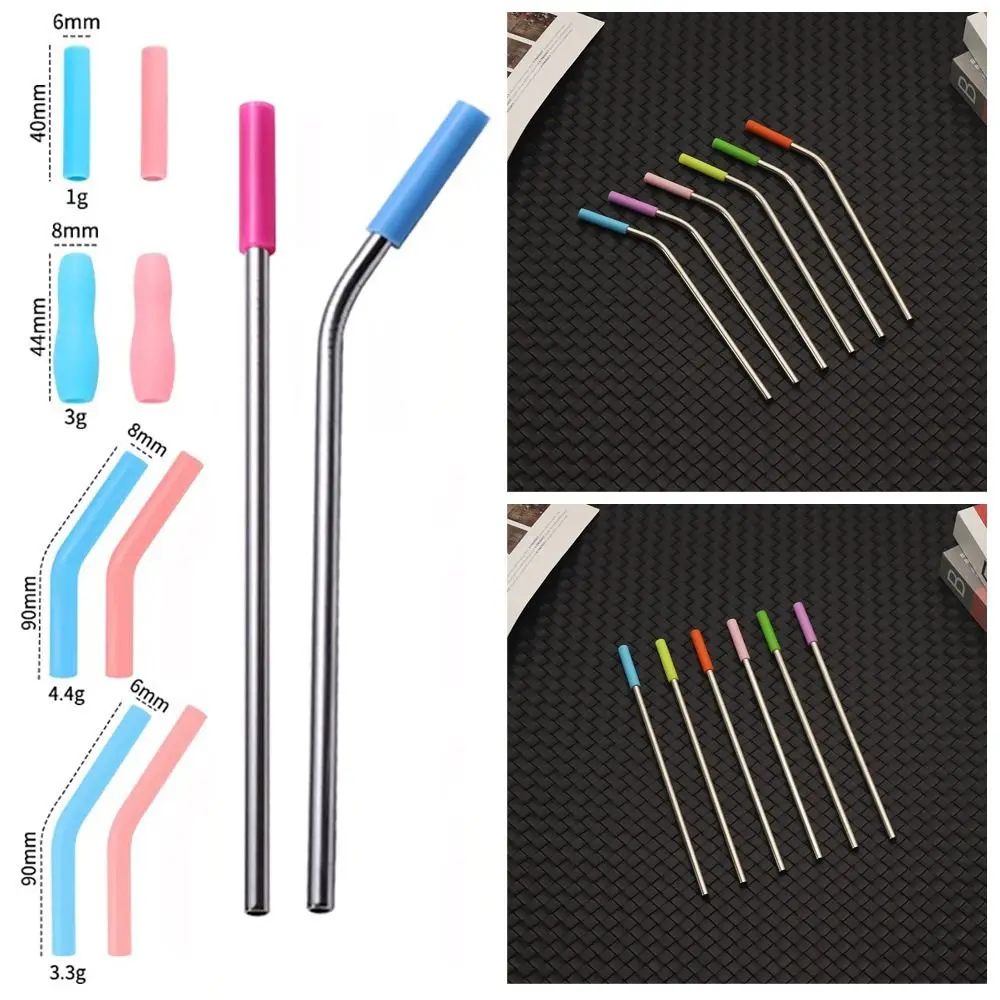 Reusable 6mm 8mm Straw Tip Cover Straw Silicone Tip Straw Cap Protective Cover Anti-scratch Tongue Anti-scalding Suction Tip