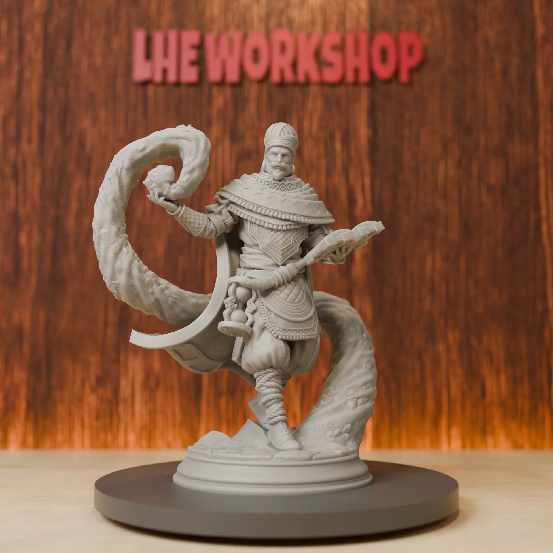 Sand Wizard Miniatures | 28mm-75mm | Resin 3D Printed DND Pathfinder Mini | Unpainted Grey