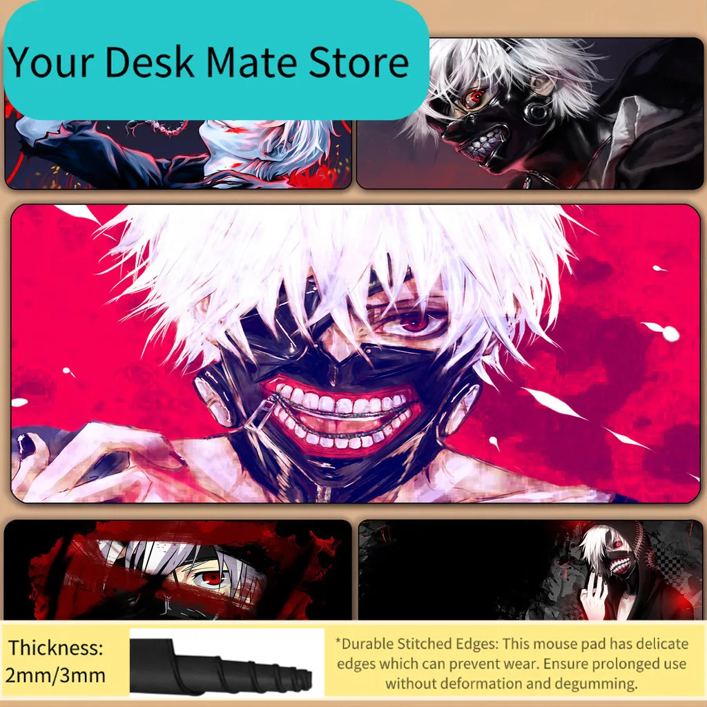 

Tokyo Ghoul Kaneki Ken Mousepad HD Printing Computer Gamers Locking Edge Non-slip Mouse Pad XXL90x40cm Keyboard PC Desk Pad