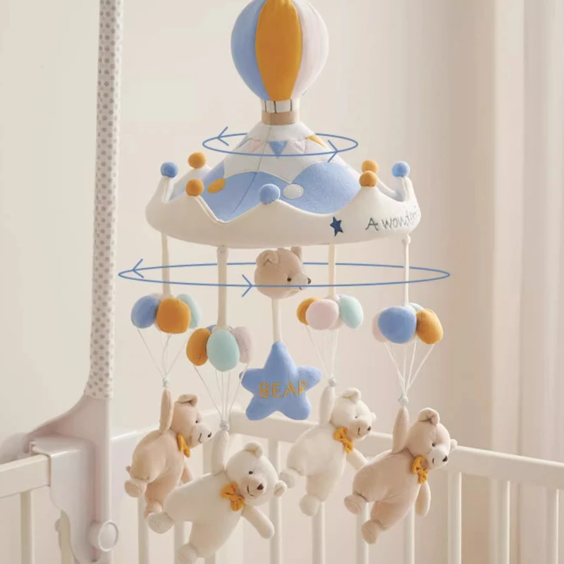 ‌ Móvil para cuna recién nacido 0-12M: 360 °   Juguete de chupete Musical giratorio, tela antisquint, campana colgante, entrenador de seguimiento Visual lavable ‌