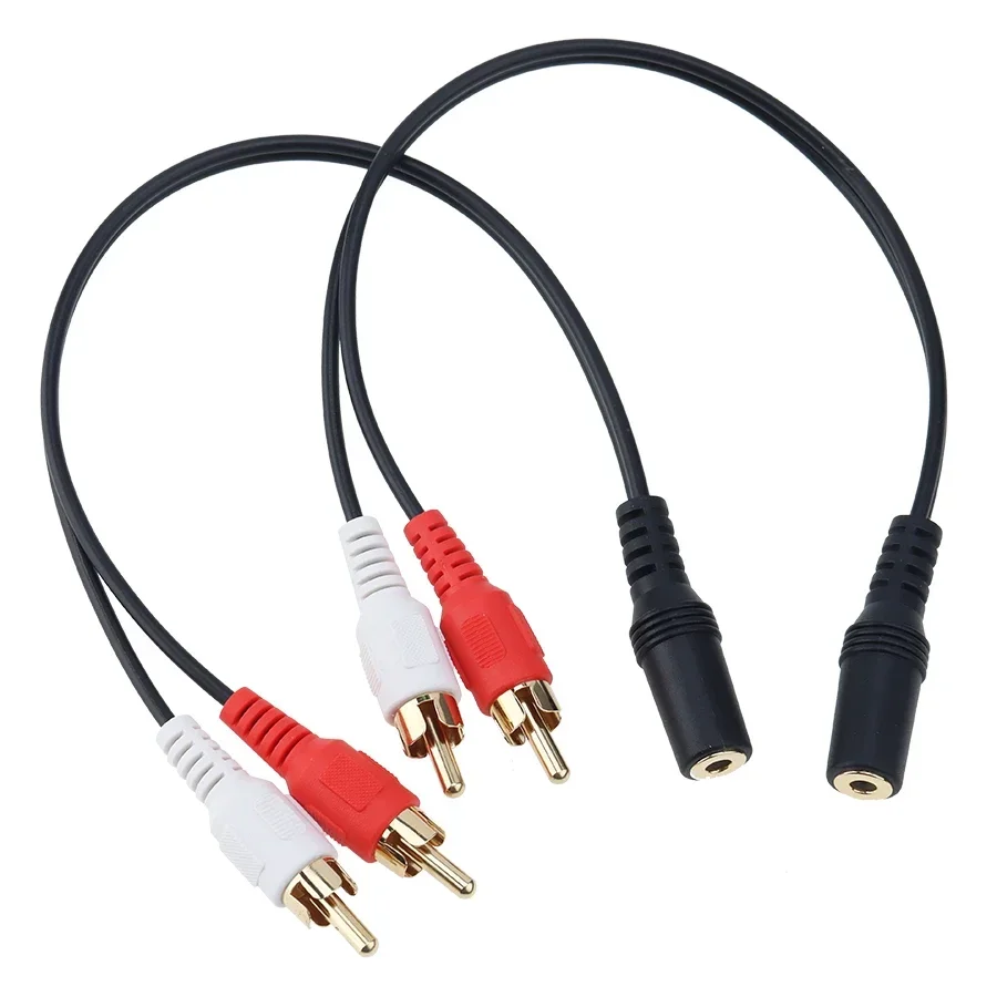 500pcs Short Y Adapter Cord 3.5mm Jack Female to 2 RCA Male Socket Headphone Audio Extension Cable 28cm