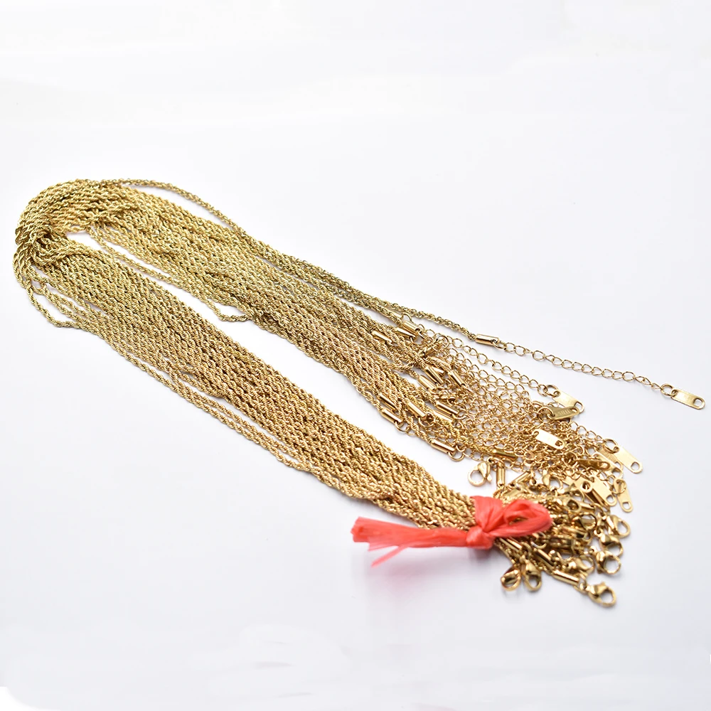

Оптовая продажа, 20 шт./лот, 2 мм, золотого цвета, модная цепочка из нержавеющей стали, веревка 40 см + 5 см, цепочка с застежкой-лобстером, сделай сам, ювелирные аксессуары