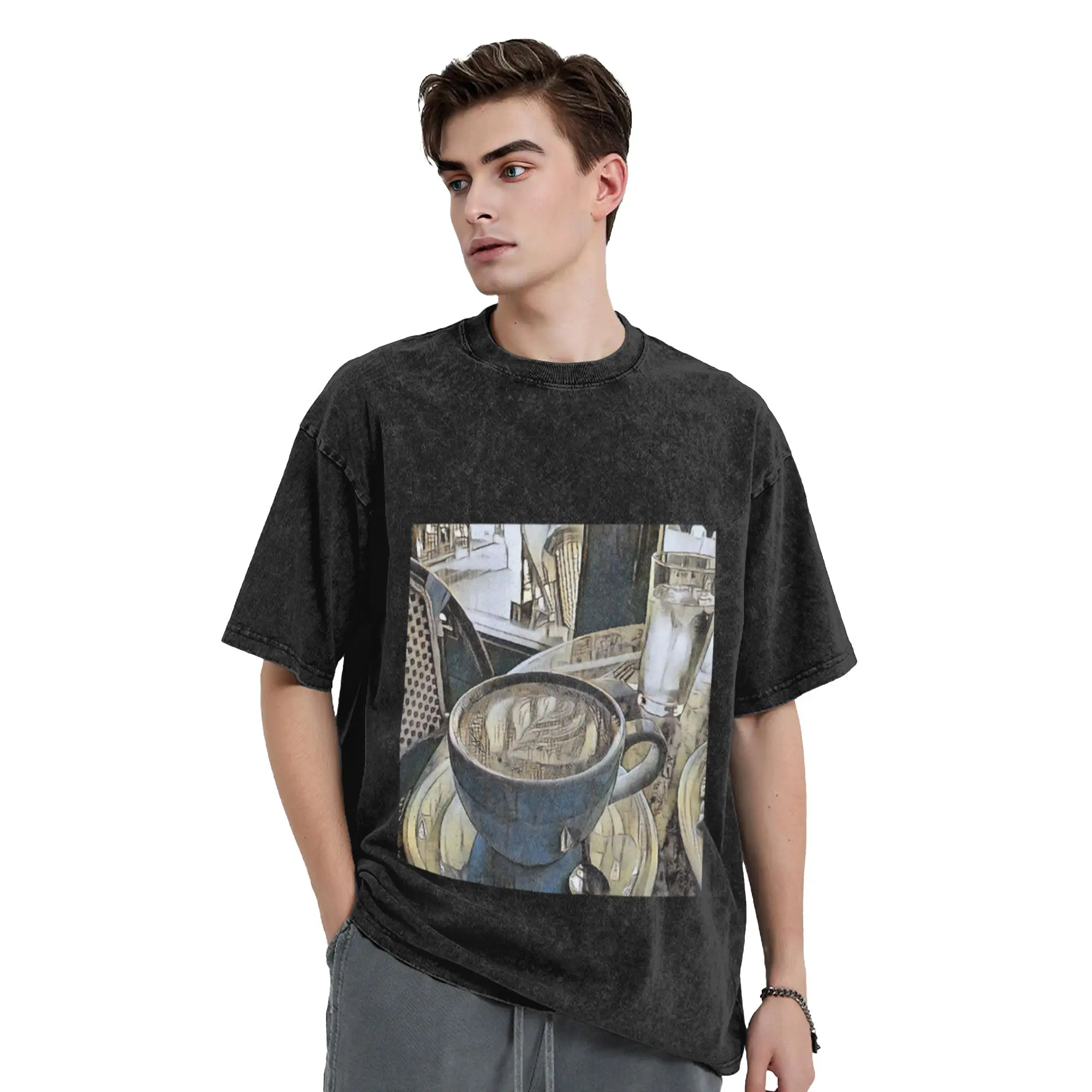 Coffe time Classic Chic A T-Shirt Oversized Short Sleeve Men's Women's Cotton Tees Tops