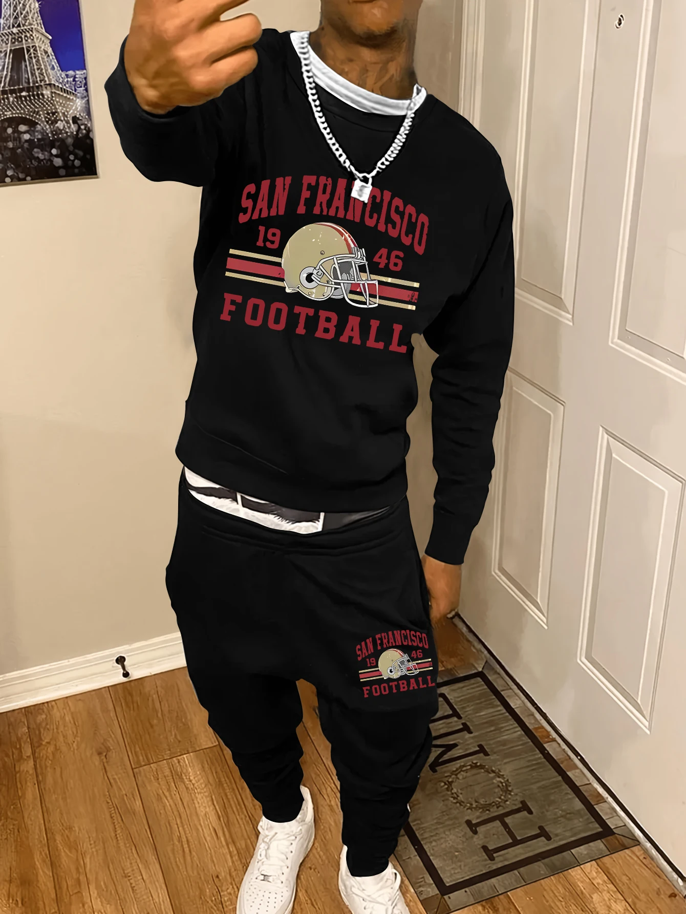 

Men's autumn and winter sports pullover sweatshirt suit