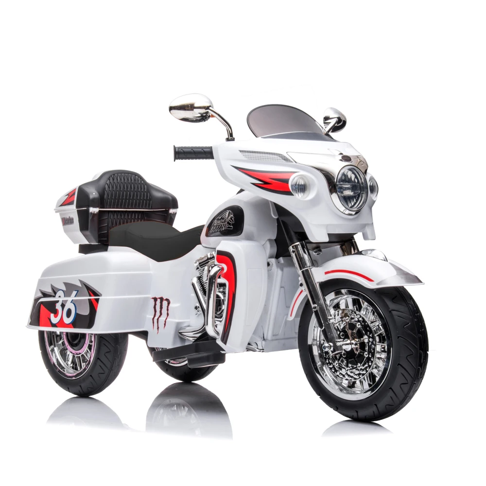 

12V Two-Seat Kids Electric Motorcycle Ride-On Toy 3-Wheel Motorbike for 3-8 Years Kids Dual Motor Storage Box Battery Powered