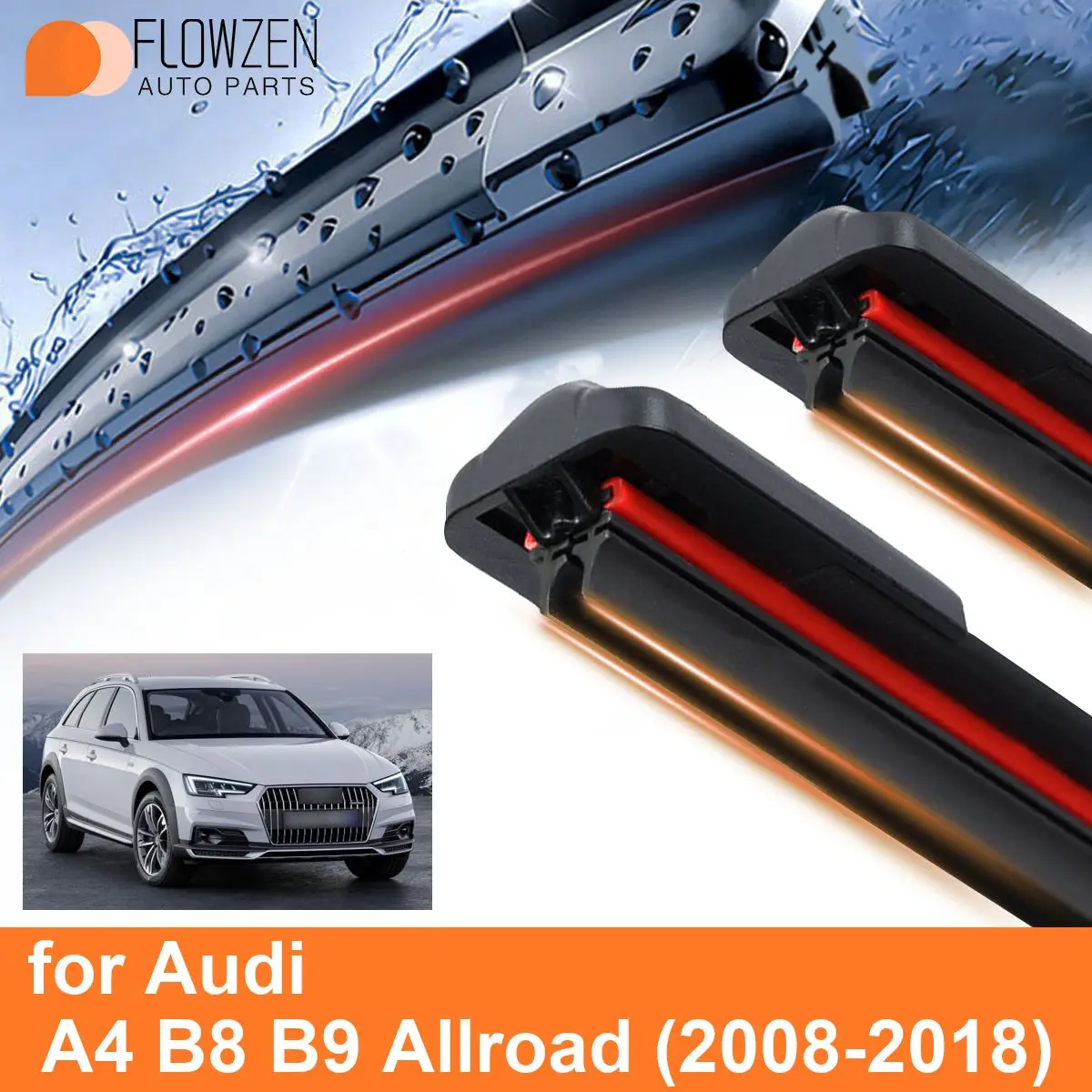 Car Windshield Wiper Blades for Audi A4 B8 B9 Allroad Double Rubber Frameless Bracketless WipersSoft Accessories