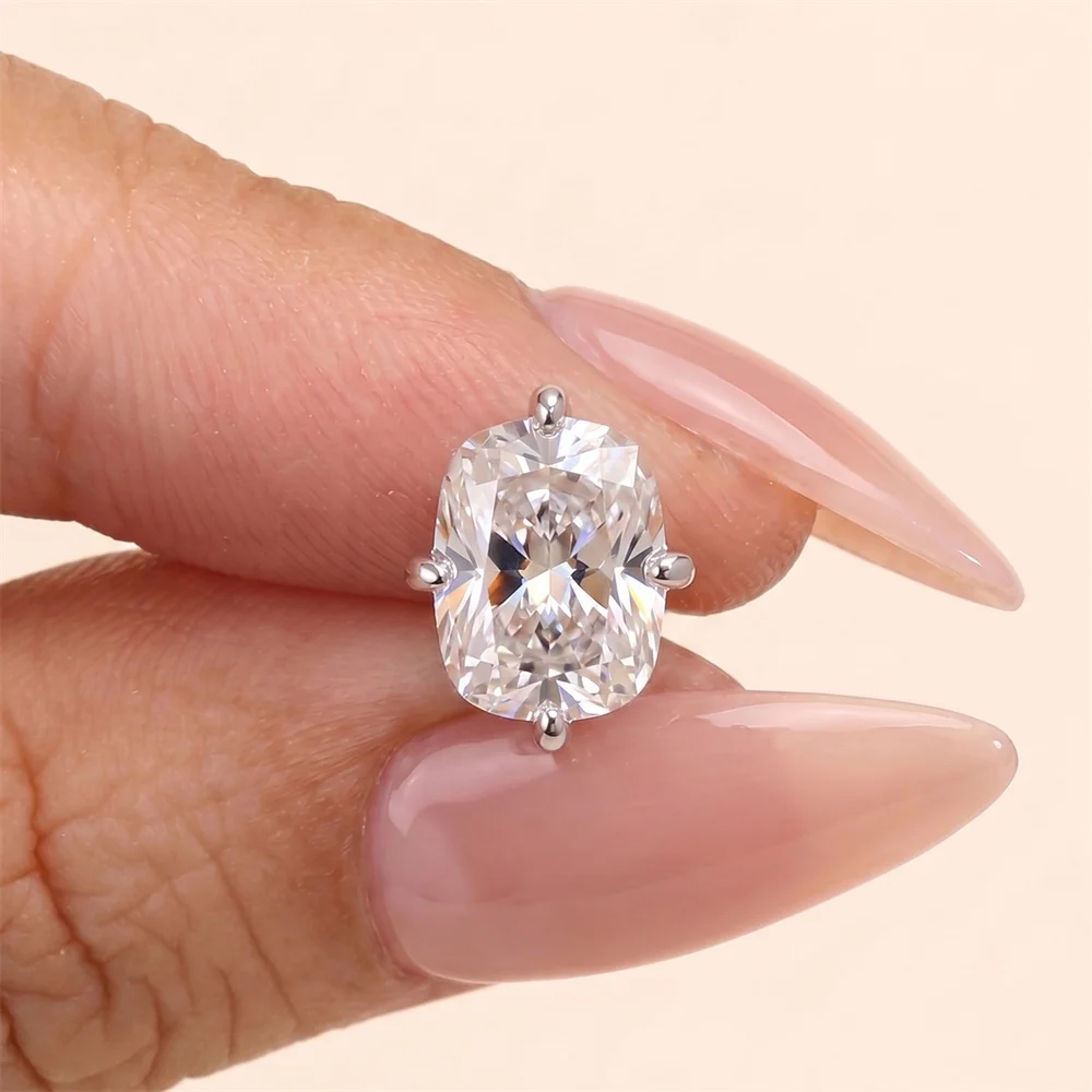 AIDE 925 Sterling Silber Klassischer Moissanit-Ohrstecker mit flacher Rückseite für Damen, 1 Karat, geometrische Form, Hochzeitsschmuck – Detail 36