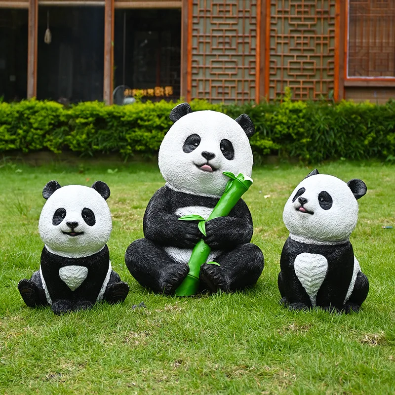 

Resin Panda Sculpture Garden Decoration Outdoor Simulation Animal Statues Lawn Landscape Figure Crafts Home Yard Art Ornaments