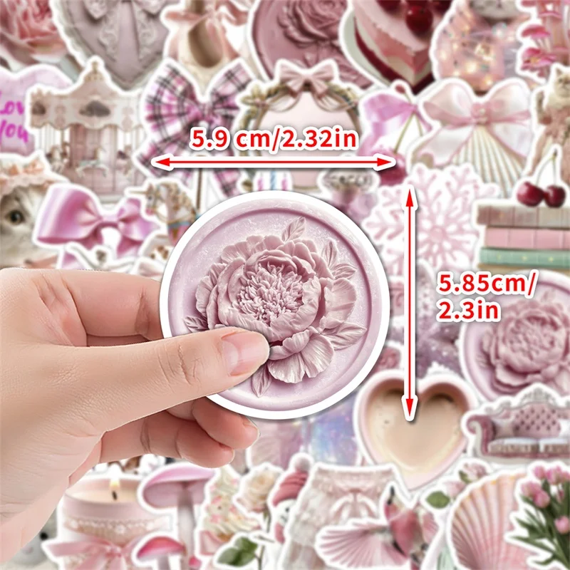 10/30/50PCS Kawaii Dark Pink Sticky PVC Sticker Aesthetic Decoration Scrapbooking Supplies DIY Hand Accounting